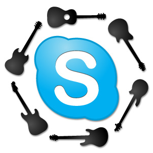 Skype logo with guitars